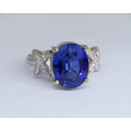 4.9ct Syn. Sapphire and Diamond Ring in White Gold