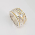 1.19ctw Two-Tone Silver Broad Band Ring- Size O
