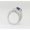 Diamond Cluster and CR Tanzanite ring in White Gold