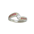 925 Sterling Silver Ruby Red CZ Band -Size 9.25