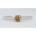 0.33ct Natural Champagne Diamond Ring in 9k White Gold
