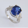 4.9ct Syn. Sapphire and Diamond Ring in White Gold