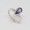 1.61ct Pear Tanzanite and Diamond Ring in 9K White Gold