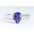 1.07ct Pear Tanzanite Ring in 18K White Gold