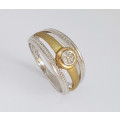 Natural Diamond set in 9ct yellow gold and silver ring- Size N