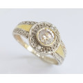 0.51ctw Cubic Zirconia 9ct Yellow Gold Plated and 925 Sterling Silver Ring- Size 6.5