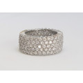 3ctw CZ Pave set Eternity Band in Silver- Size 6, 7
