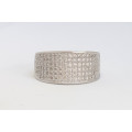 Clear CZ Cluster Style Band in 925 Sterling Silver- Size 6.75