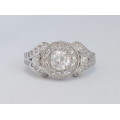 0.5ct CZ Halo Ring in Silver- Size 6.5