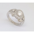 0.5ct CZ Halo Ring in Silver- Size 8.5