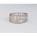 CZ Mixed Cut Band in Silver- Size O, P