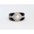 925 Sterling Silver Ring with princess cut CZ-Size 7/ 8