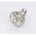 CZ Cluster design Ring in Silver- Size 7