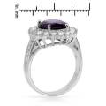 10.65ctw CZ Purple Flower Ring in Silver- Size 9