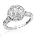 925 Sterling Silver 3.50ctw CZ Halo Ring- Size 6
