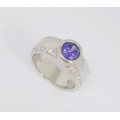 *CD DESIGNER JEWELRY*1.12ctw Cr Tanzanite and CZ Band in Silver- Size 7.5
