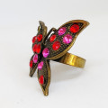 Adjustable Butterfly Crystal Dress Ring** Size 8