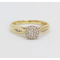 Diamond Cluster Style Ring in 9k Yellow Gold - SIZE N