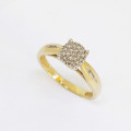 Diamond Cluster Style Ring in 9k Yellow Gold - SIZE N