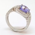 4.75ct Clear and Lavender CZ Ring in Silver- Size P / Q/ R