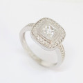 Cubic Zirconia Halo Ring in 9k White Gold