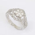 1.75ctw CZ Cluster Halo Ring in Silver- Size 7