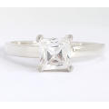 925 Sterling Silver 1.25ctw Princess Cut CZ Solitaire Engagement Ring Size 9