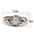 0.25ct Rose Gold Plated Flower Design Stainless Steel Ring