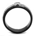 0.10ct CZ and Rhinestone Crystal Black Stainless Steel Band