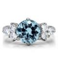 3.35ct Blue and Clear CZ Stainless Steel Ring