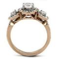 0.88ctw CZ and Rhinestone Crystal Rose Gold Plated Stainless Steel Ring- Size 6