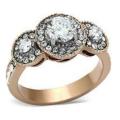 0.88ctw CZ & Rhinestone Crystal Rose Gold Plated Stainless Steel Ring*Size 6/6.75/7.75/8/9.75