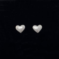 Puffy Heart Stud Earrings in Silver