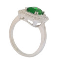 1.5ct Green and Clear CZ Halo Ring in Silver- Size 7