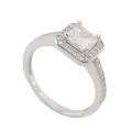 0.63ctw Princess Halo CZ Ring in 925 Sterling Silver- Size 6.5