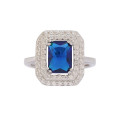 1.5ct(CENT) Blue and Clear Cubic Zirconia Dress Ring in 925 Sterling Silver- Size 6