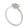 0.25ctw Tube Set CZ Halo Ring in Silver - Size 7.5