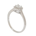 0.30ctw Princess CZ Halo Ring in Silver- Size 6.5