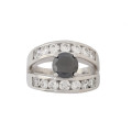 *CD DESIGNER JEWELRY*2.65ct Syn. Black Moissanite and Clear CZ Split Band Engagement Ring-Size 8.5