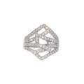 Broad CZ Abstract Ring in Silver Size 6, 8