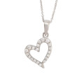 White Gold CZ Heart Pendant with Necklace