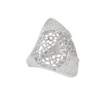 Patterned Ring with CZ`s in 925 Sterling Silver- Size L