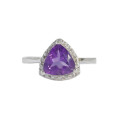 1.5ctw Natural Trillion Cut Amethyst Ring in 925 Sterling Silver