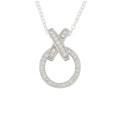 Clear CZ Circle and Cross design Pendant in 925 Sterling Silver