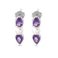 1.5ctw Natural Amethyst and Freshwater Pearl Earrings in Silver