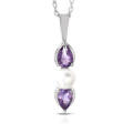 1.50ctw Natural Amethyst and Freshwater Pearl Pendant in 925 Sterling Silver