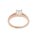 0.81ctw CZ Rose Gold Plated Split Band Ring in Silver- Size O