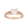 0.81ctw CZ Rose Gold Plated Split Band Ring in Silver- Size O