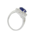 2.2ctw Blue and Clear CZ Split Band Dress Ring in 925 Sterling Silver- Size 7.5