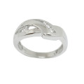 0.10ctw CZ Cross Over Style Ring in 925 Sterling Silver- Size P